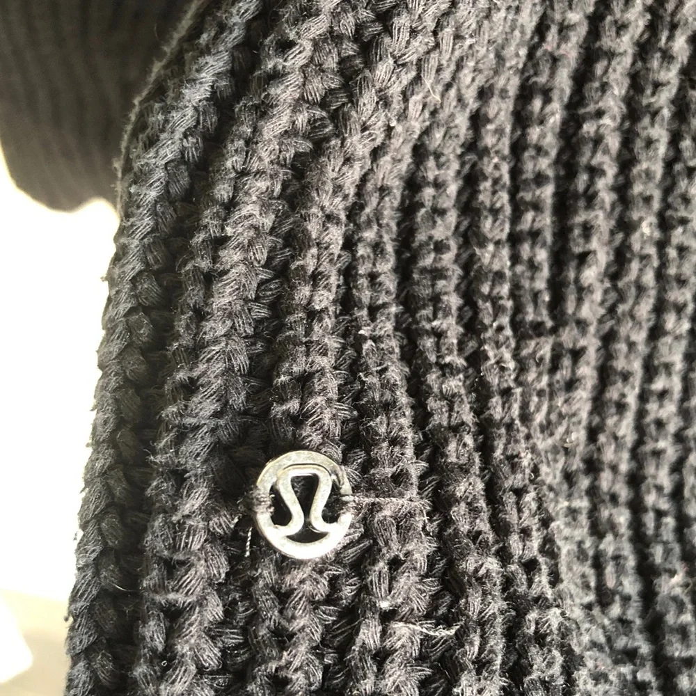 Lululemon Bring The Cozy Sweater Black Cotton Cable Knit Turtleneck